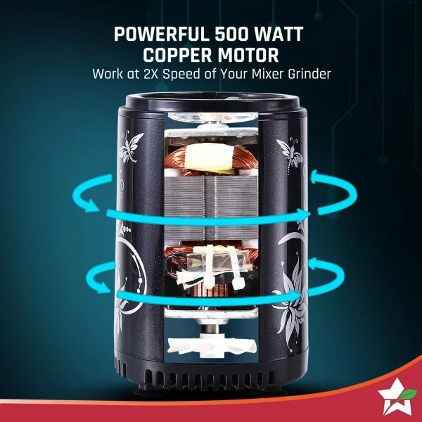 WONDERCHEF Nutri Blend Smart 3 Jar Automatic Mixer Grinder Black 500W WON714 - Image 4