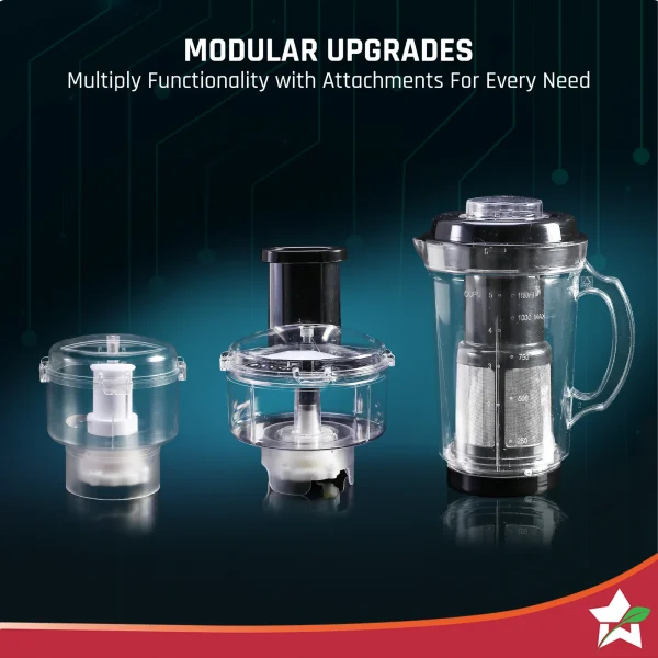 WONDERCHEF Nutri Blend Smart 3 Jar Automatic Mixer Grinder Black 500W WON714 - Image 5