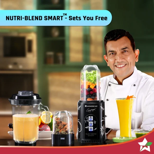 WONDERCHEF Nutri Blend Smart 3 Jar Automatic Mixer Grinder Black 500W WON714 - Image 9