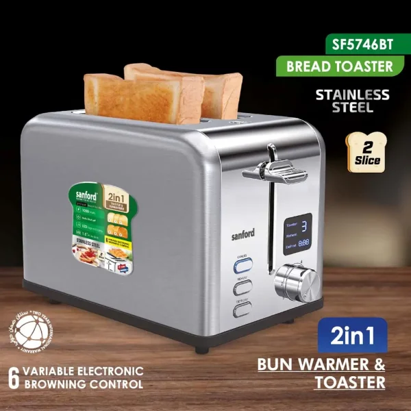 SANFORD Premium Toaster 2 Slices SF5746BT + Free SF3343EK Kettle worth Rs 990 - Image 8