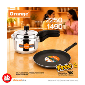 ORANGE Pressure Cooker Stainless Steel Outer Lid 1.5L Induction Friendly (ORA159) + ORA100 EGG PAN HARD ANODISED WORTH RS 400