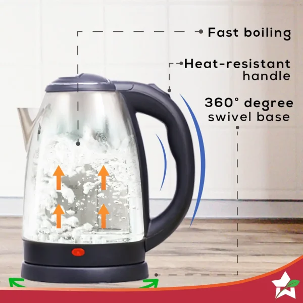 WONDERCHEF Crescent Kettle 1.8L + Sippy 750ml Stainless Steel Bottle, Gift Combo (WON719) 63154737 - Image 3