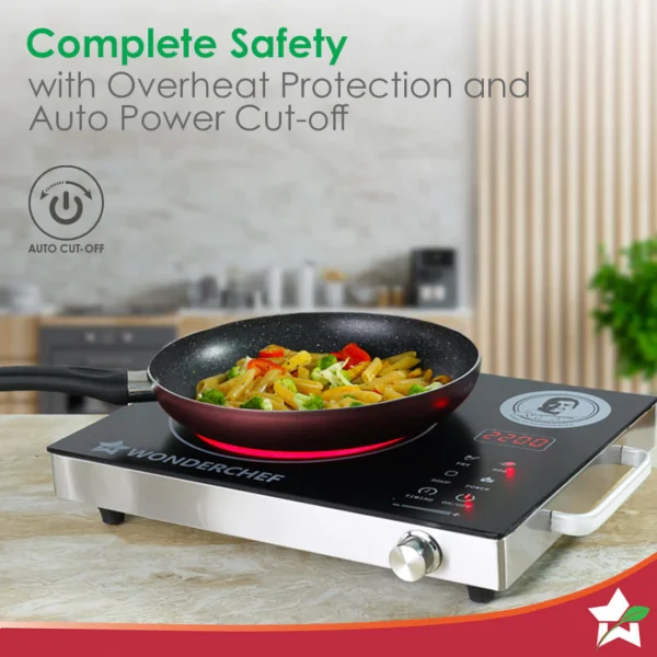 WONDERCHEF Easy Cook Infrared Cooktop | 2200 Watt Induction Cooktop | LED Digital Panel | Smart Touch Buttons | 2 Year Warranty (WON738) 63154925 - Image 3