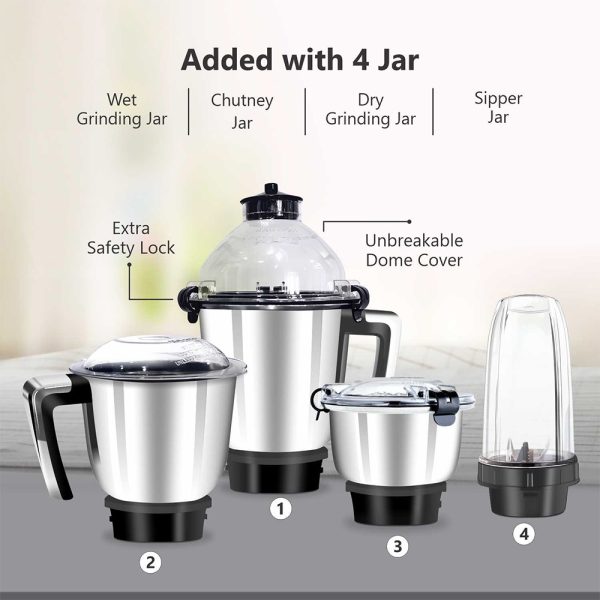 RICO Mixer Grinder MG2409 1000W 4 Jars - Image 3