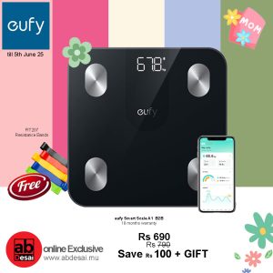 eufy Smart Scale A1  B2B - SA/KW/AE/SG/MY/HK Black Iteration 1 T9120K11 + Free Resistance Bands FIT207 worth Rs 175.