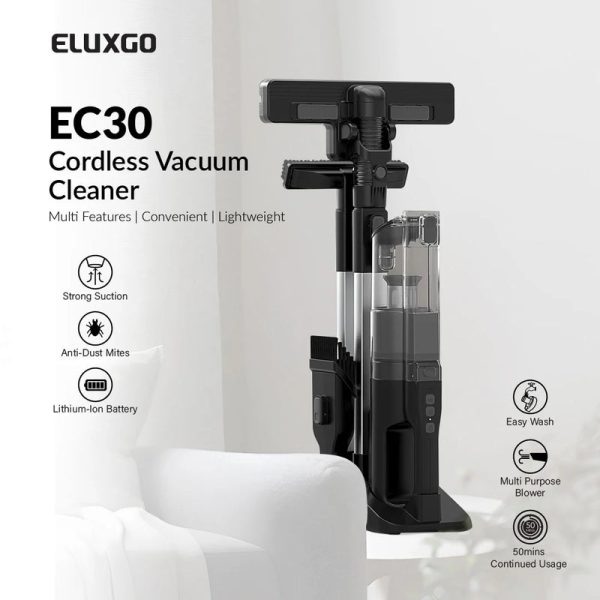 ELUXGO Brushless DC Motor Pro-Cyclone Powerful and Lightweight Cordless Vacuum Cleaner - EC30 - Image 2