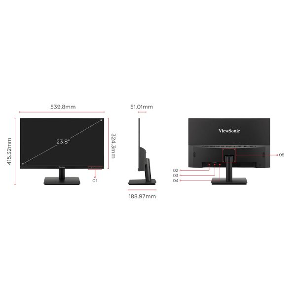 VIEWSONIC  24" FULL HD IPS MONITOR, HDMI, VGA VA240-H - Image 2