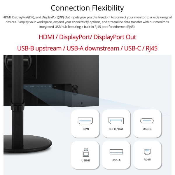 VIEWSONIC 24" FULL HD ERGONOMIC,DOCKING STATION - USB-C HUB, HDMI, DISPLAY PORTS VG2409U-2 - Image 7