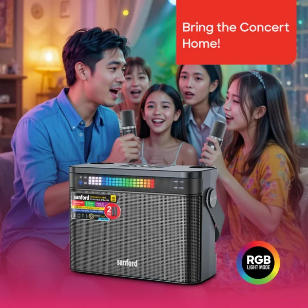 SANFORD Portable Bluetooth Speaker With 2 Wireless MICS SF2267RPS - Image 6