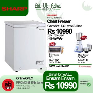 SHARP Chest Freezer White 130L SCF-K130XJ-WH2 + Free (RL10Lts +WON384)