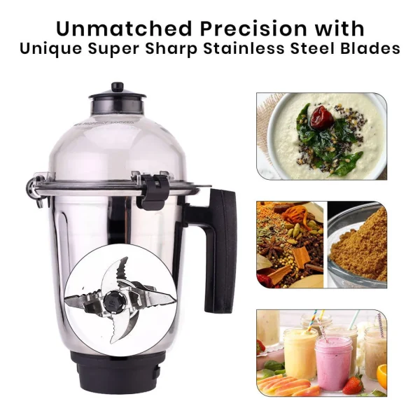 WONDERCHEF Regalia Mixer Grinder 750W, 230V~50Hz, 3 Stainless Steel Jars, Black, 5 Years Warranty (WON742) 63154821 - Image 5