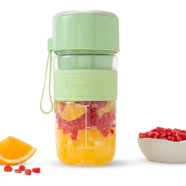 WONDERCHEF Nutri-cup Zip Portable Blender | 350ml | Blend & Sip with Flip Top Sipper Lid | For Smoothies, Juices, Shakes, Coffee | 2000 mAh Battery | 20 Blending Cycles in One Charge | Type C Charging | Green (WON749) 63154984