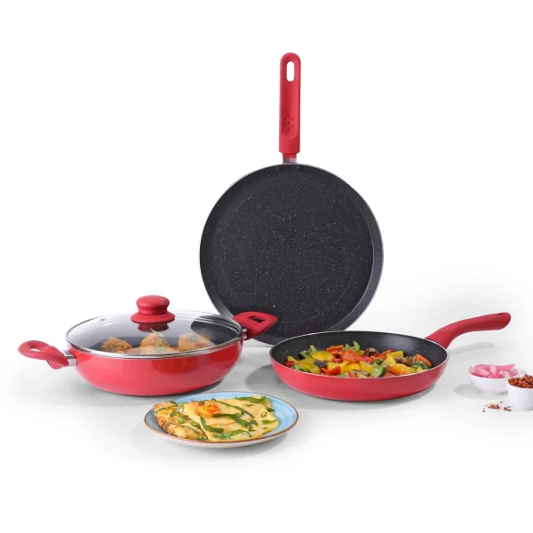 WONDERCHEF Non Stick Milano 4pcs Set Red Black (WON751) 63153382