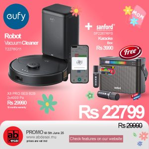EUFY CLEAN X8 PRO SES B2B - EUROPE (EXCLUDED UK PLUG) BLACK ITERATION 1 (T2276G11) + FREE Portable Bluetooth Speaker With 2 Wireless MICS SF2267RPS