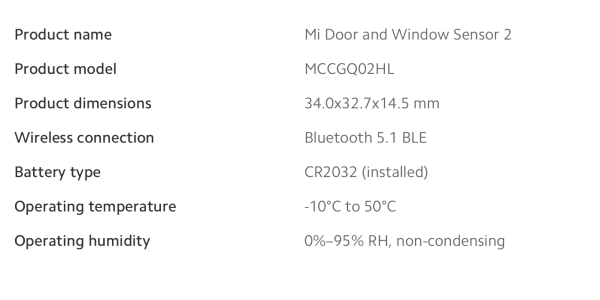 XIAOMI Mi Door/Window Sensor 2 XIA69759 - Image 2