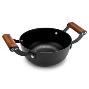 WONDERCHEF Pre-Seasoned Ferro Light 28cm Kadhai | 3.2L | Acacia Wooden Handles | Gravity Moulding Technology | No Chemical Coating |10 Year Warranty WON747-63154906