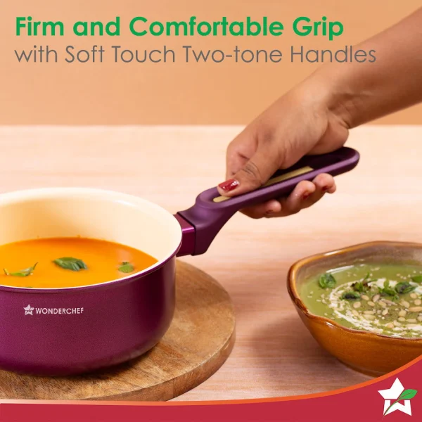 WONDERCHEF Bellagio Saucepan | Healthy Ceramic Coating | Non-Toxic | PFAS and PFOA Free | 3mm Thickness | Soft-Touch Handles and Knob | Deep Purple | 2 Year Warranty 63154878 (WON763) - Image 5