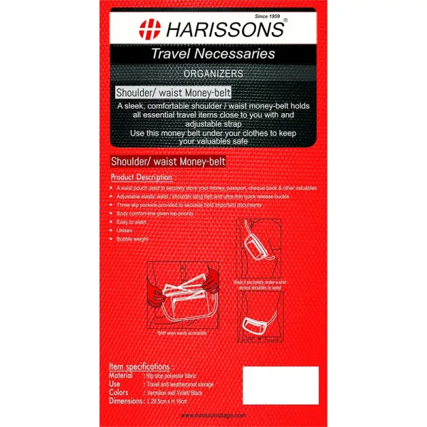 Harrisons Money Belt Red-T - Image 3