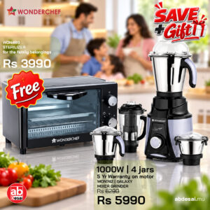 WONDERCHEF Galaxy Mixer Grinder 1000W | 100 Mins Non-Stop Grinding | 100% Copper Motor | Heavy Duty | Low Noise | Chutney Grinding, Dry Grinding, Wet Grinding, Juicing, Blending | 4 Jars | 5 Year Warranty on motor 63154818 (WON753)