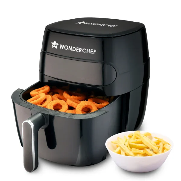 WONDERCHEF Swift Digital Air Fryer with Window | 1350W, 6 Litres | Rapid Air Technology | 7 Pre-set Functions | Non-stick Basket | Auto Shut-off | Touch Screen | Fry, Bake, Grill, Roast | 2-Year Warranty | Black 63154963 (WON759)