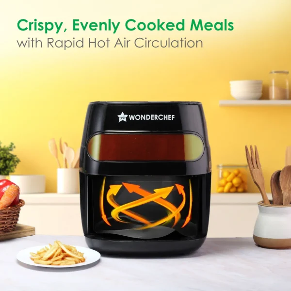 WONDERCHEF Swift Digital Air Fryer with Window | 1350W, 6 Litres | Rapid Air Technology | 7 Pre-set Functions | Non-stick Basket | Auto Shut-off | Touch Screen | Fry, Bake, Grill, Roast | 2-Year Warranty | Black 63154963 (WON759) - Image 5