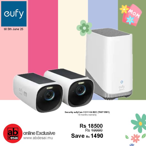 EUFY Security eufyCam 3 2+1 Kit B2C - EU/ES/FR/ES Black+White Iteration 1 (T88713W1)