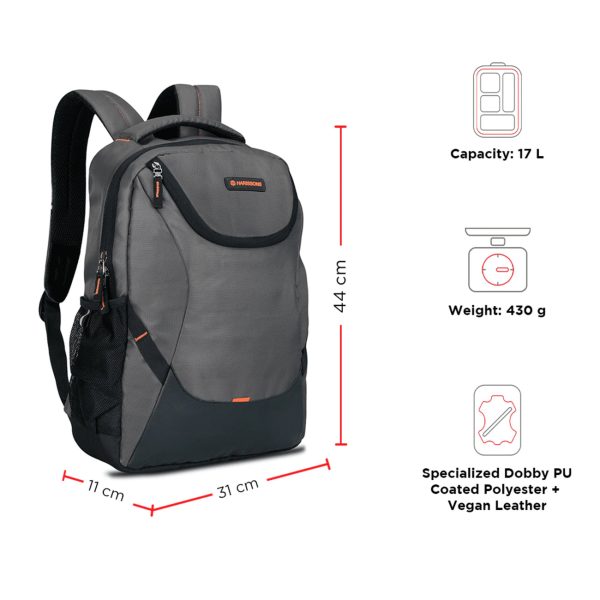 HARISSONS HORNET Laptop Backpack DGry Orange - Image 3