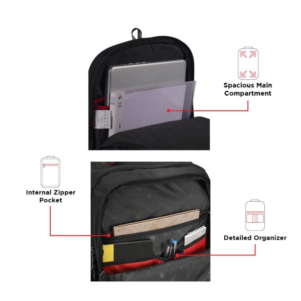 HARISSONS LASER Casual Backpack Blk Red - Image 2