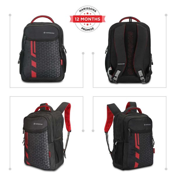 HARISSONS LASER Casual Backpack Blk Red - Image 4