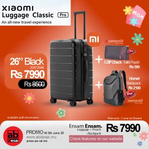 XIAOMI Luggage 26" PRO Black XIA72096 + Free 3zip Checks + Free Hornet Backpack - Save Rs 510 on this offer plus get gifts worth Rs 2780 on this offer