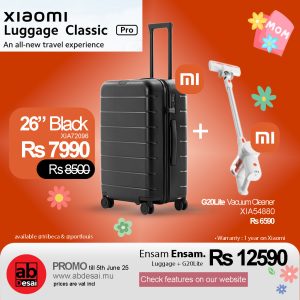 XIAOMI Luggage 26" PRO Black XIA72096 + XIA54880 G20Lite Vacuum Cleaner - Save Rs 2500 on this offer