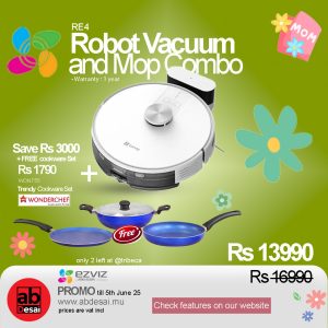 EZVIZ RE4: Robot Vacuum and Mop Combo + Free Wonderchef Trendy Cookware Set worth Rs 1790 + Save Rs 3000