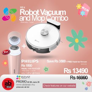 EZVIZ RE4: Robot Vacuum and Mop Combo + Free Philips Shaver BRR454 worth Rs 1890 + Save Rs 3500