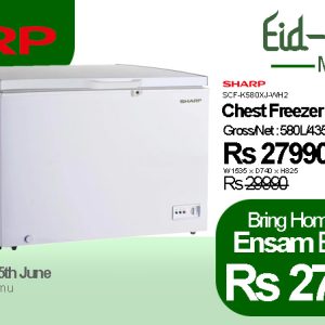 SHARP Chest Freezer White 580L/435L SCF-K580XJ-WH2  + Free Eluxgo Vacuum Cleaner EC25