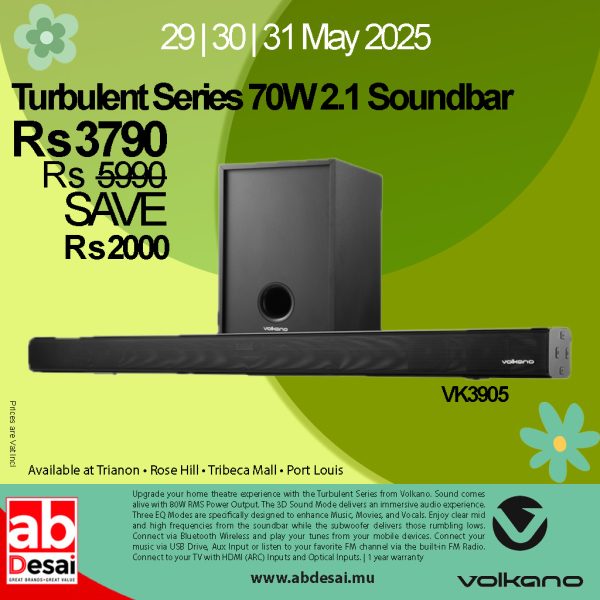 VOLKANO VK3905 2.1 Turbulent Series Soundbar