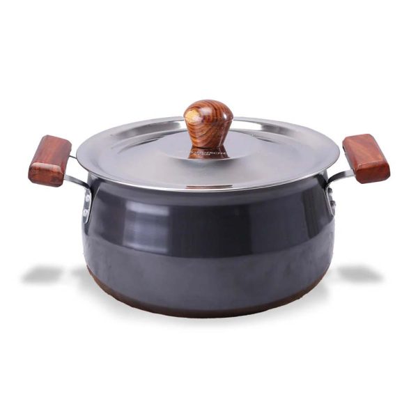 WONDERCHEF Ebony Hard Anodized Biryani Handi with Lid - 5 Lt , 5 year warranty | Black 63152543 (WON158)