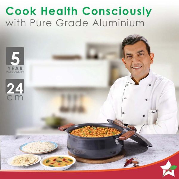 WONDERCHEF Ebony Hard Anodized Biryani Handi with Lid - 5 Lt , 5 year warranty | Black 63152543 (WON158) - Image 2