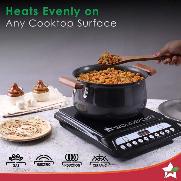 WONDERCHEF Ebony Hard Anodized Biryani Handi with Lid - 5 Lt , 5 year warranty | Black 63152543 (WON158) - Image 3