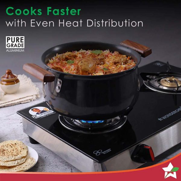 WONDERCHEF Ebony Hard Anodized Biryani Handi with Lid - 5 Lt , 5 year warranty | Black 63152543 (WON158) - Image 5