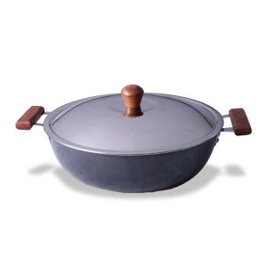 WONDERCHEF Ebony 30 cm Hard Anodized Deep Kadhai/Kadai with Lid - 6 Litre | Ideal for Sauteeing veggies, Dal and Curries | Black 63153109 (WON350)