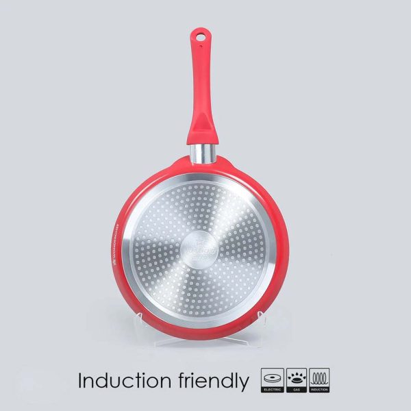 WONDERCHEF Royal Velvet 28cm Non-stick Dosa Tawa, Induction bottom, Soft-touch Handle, Virgin Grade Aluminium, PFOA/Heavy metals free, 3mm, 2 years warranty, Red 63153452 (WON567) - Image 2
