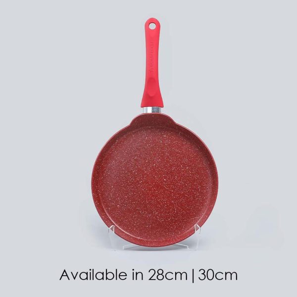 WONDERCHEF Royal Velvet 28cm Non-stick Dosa Tawa, Induction bottom, Soft-touch Handle, Virgin Grade Aluminium, PFOA/Heavy metals free, 3mm, 2 years warranty, Red 63153452 (WON567) - Image 5