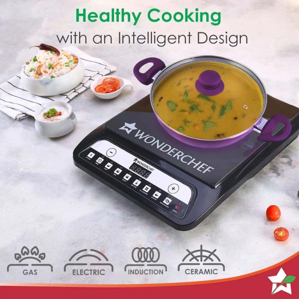 WONDERCHEF Royal Velvet Non-stick 24cm Kadhai with Lid and Handles | Glass Lid | Induction Ready | Soft-touch handles |Non – Toxic I Virgin Aluminium| 3 mm thick | 2 year warranty | Purple WON578-63152112 - Image 4