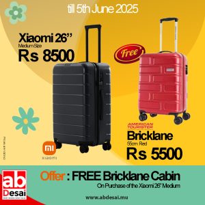 XIAOMI Luggage 26" PRO Black XIA72096 + Free Cabin Bricklane Red American Tourister