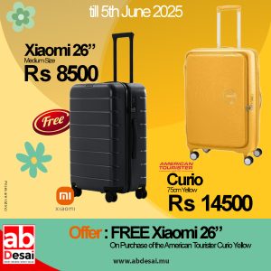 XIAOMI Luggage 26" PRO Black XIA72096 Free on purchase of Curio American Tourister Large Yellow