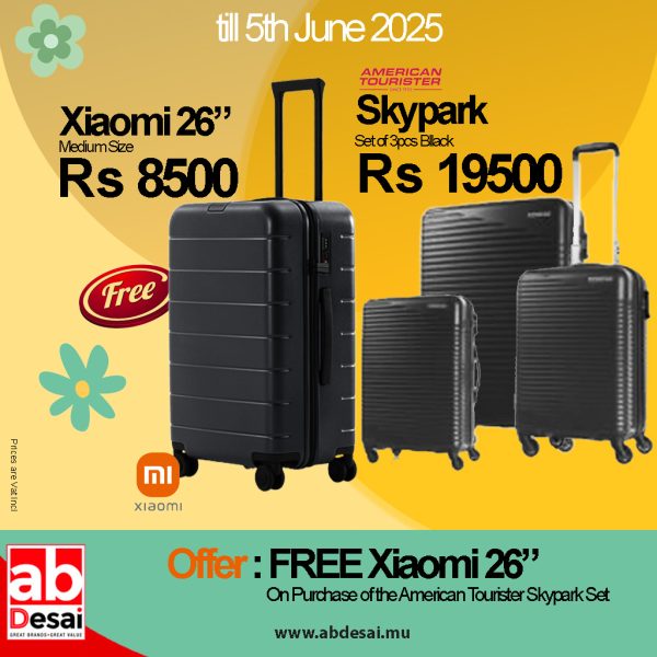 XIAOMI Luggage 26" PRO Black XIA72096 Free on purchase of American Tourister Skypark Set3 Black