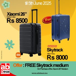 XIAOMI Luggage 26" PRO Black XIA72096 + Free American Tourister Skytrac Medium Blue