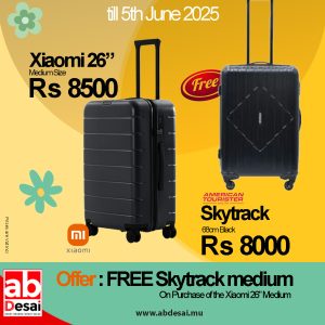 XIAOMI Luggage 26" PRO Black XIA72096 + Free American Tourister Skytrac Medium Black