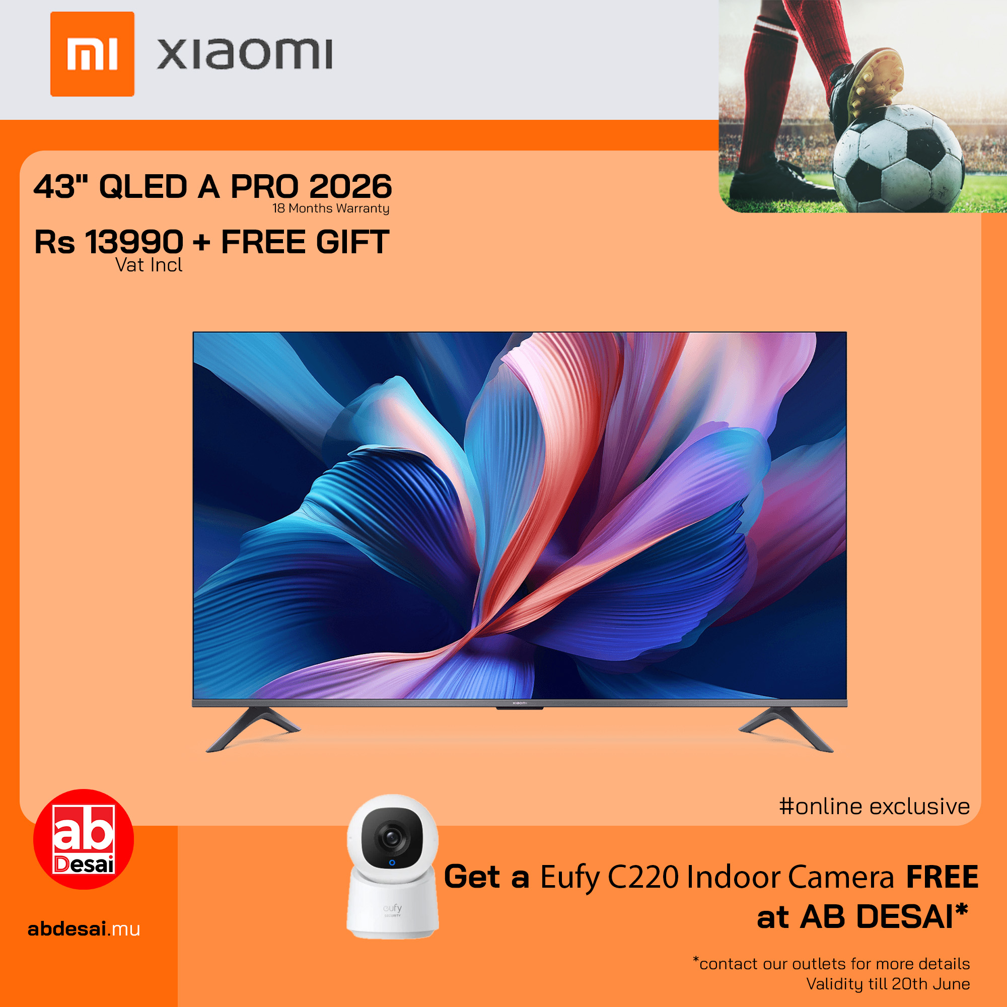 XIAOMI TV A Pro 43" 2026 XIA63979 + Free Eufy Indoor Camera C220