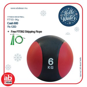 FITNESS Weight Ball 6Kg FIT103 + Free FIT092 Skipping Rope